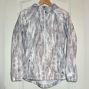 New Balance Reflective Marble Tie Dye Hooded Windbreaker Jacket Sz S Gorpcore